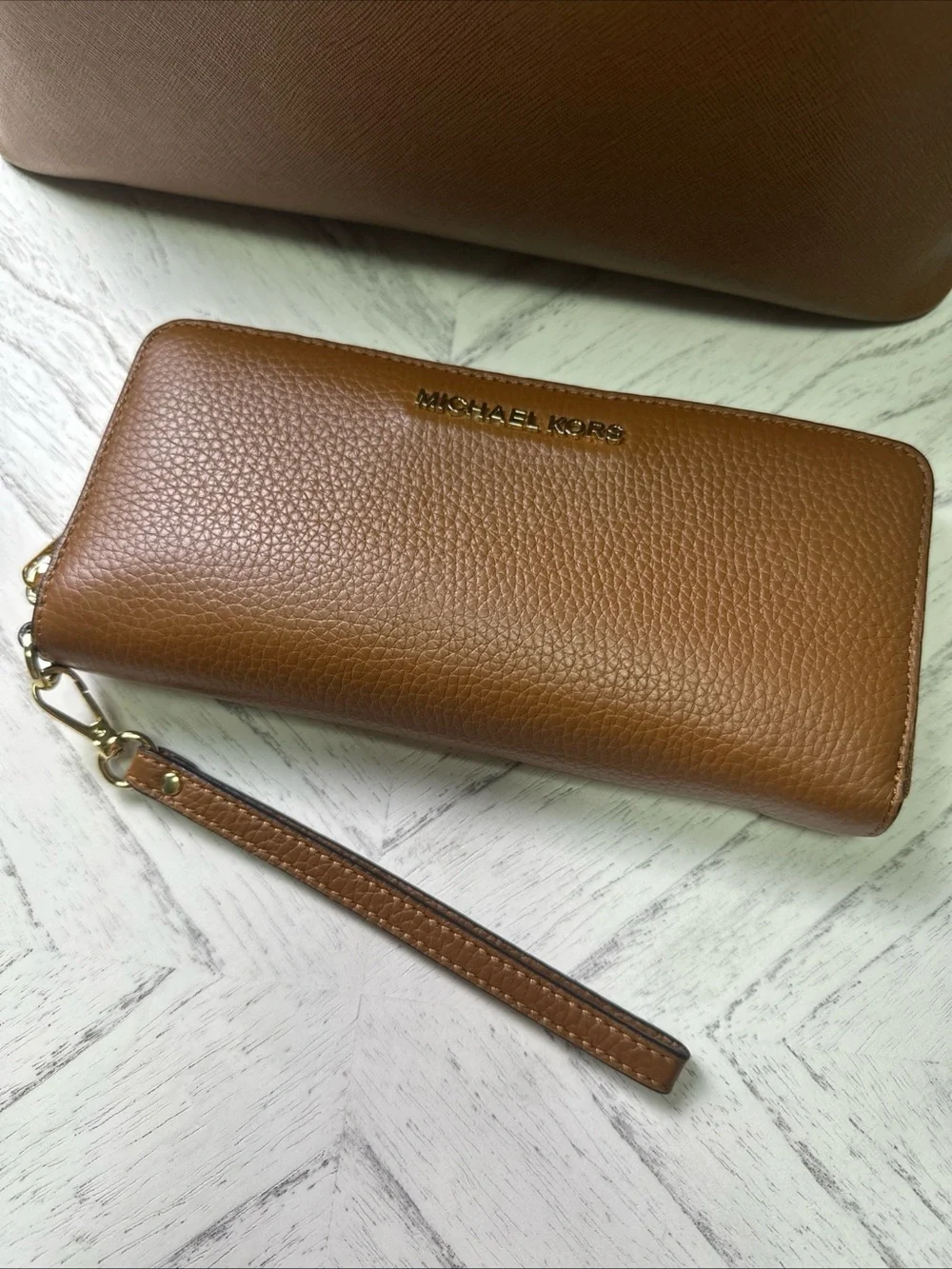 Michael Kors Brown Saffiano Satchel with Matching Wallet